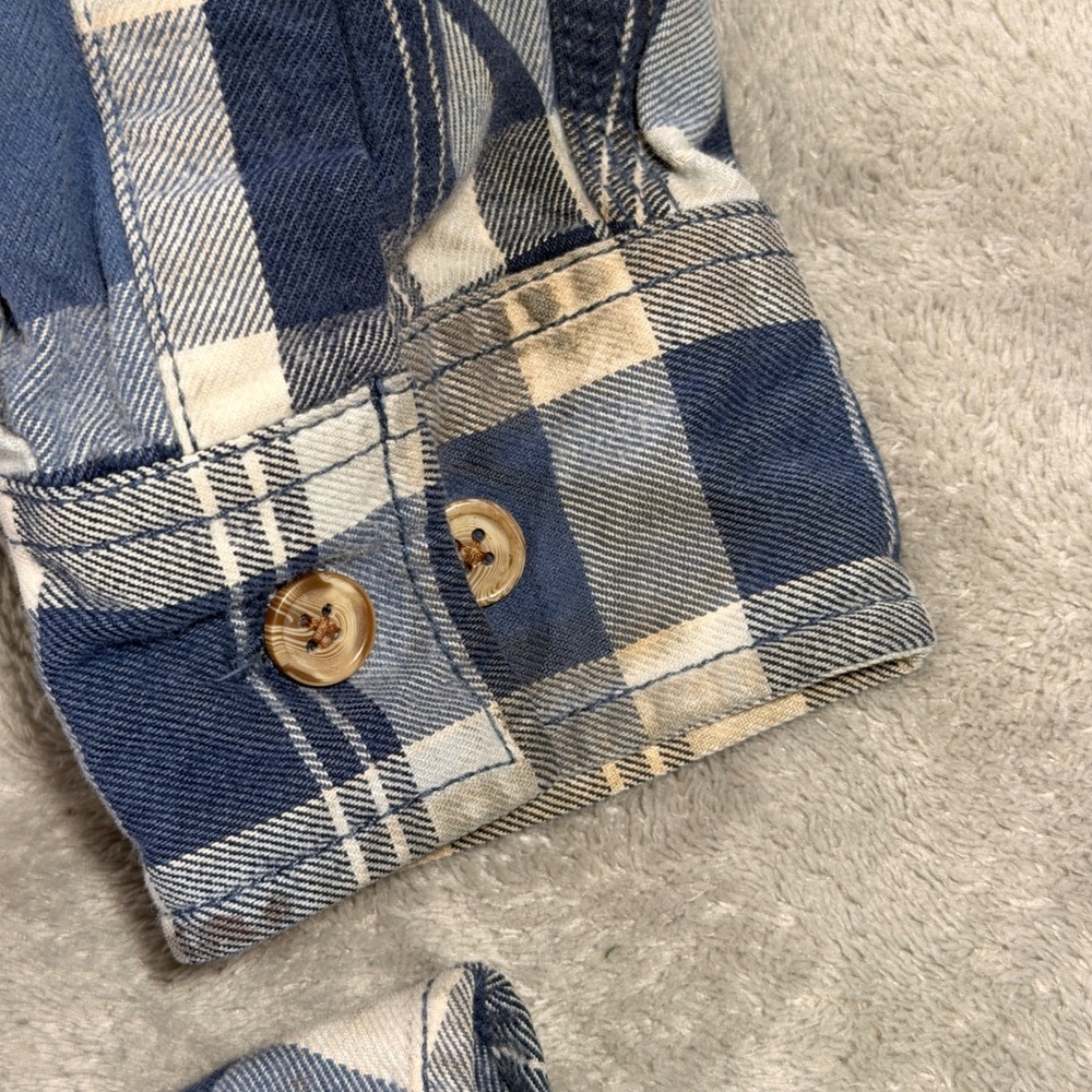 Ridgecut Button Down Shirt Men Large Blue Plaid Long Sleeve Workwear FMW21-10731 - Picture 9 of 10